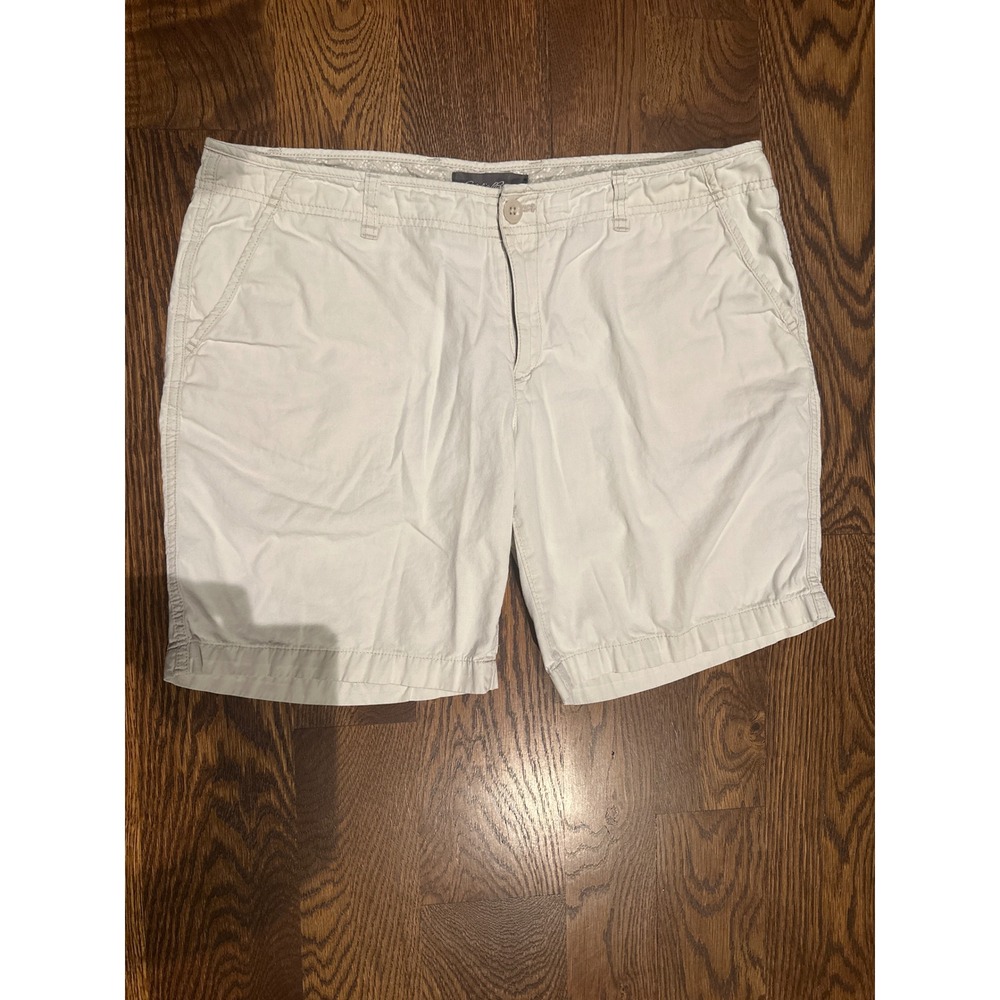 Eddie Bauer Womens 14 Off White Cotton Casual‎ Chino Shorts Preppy